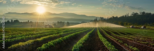 Farmer watering the crops before harvest