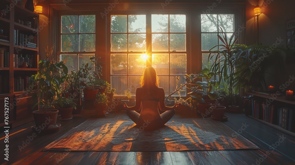 Witness the serene morning ritual as a group of women embark on their journey of renewal and wellness in a tranquil home studio