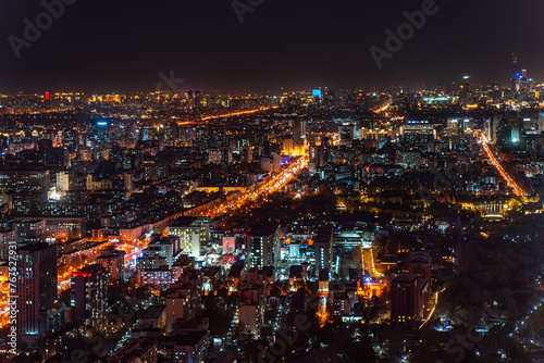 Beijing city night view buildings and traffic lights at night © 文普 王