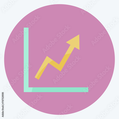 Rising Line Graph Icon in trendy flat style isolated on soft blue background