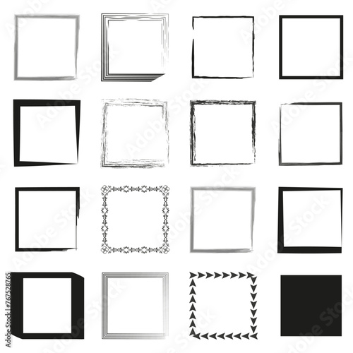 Collection of decorative frames. Variety of border designs. Assorted simple edges. Geometric line art. Vector illustration. EPS 10.