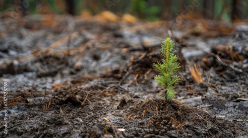 Finally in the last image we see a young sapling surrounded by dead trees and evidence of pest infestation fighting to survive and regenerate the forest a symbolic image of