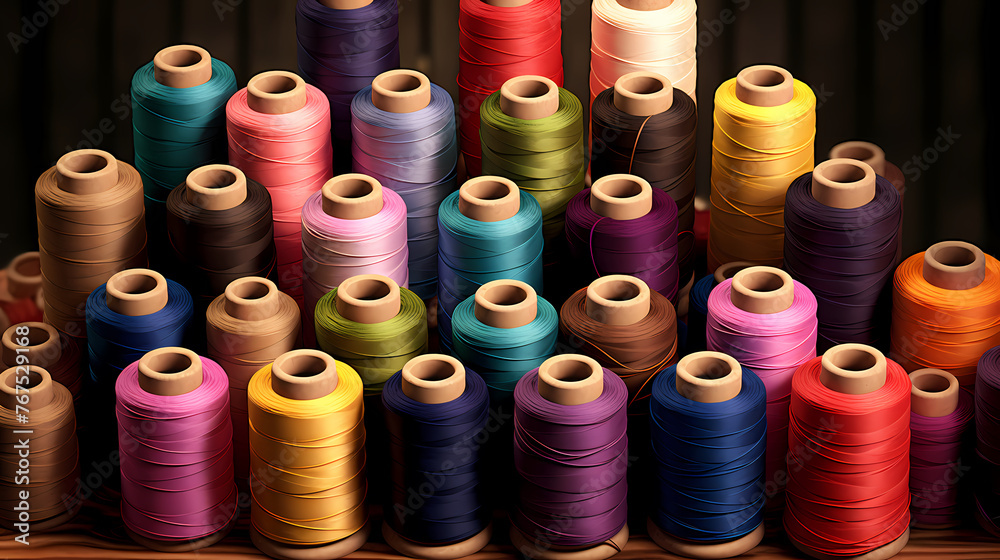 Collection of various bobbins, textile industry Collection of various bobbins, textile industry