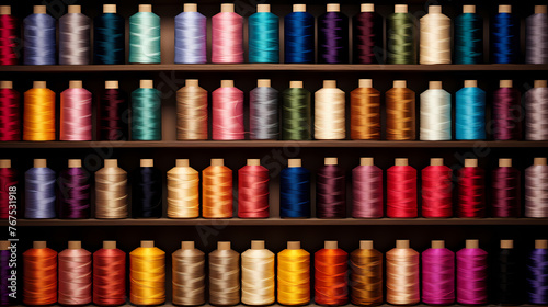 Collection of various bobbins, textile industry