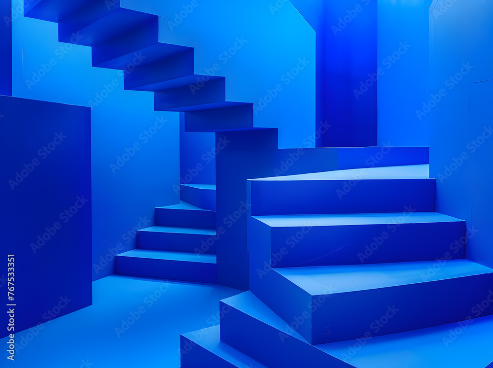 Abstract Geometric Staircase Background Illustrating Confusion in a Single Hue Abstract Geometric Staircase Background Illustrating Confusion in a Single Hue