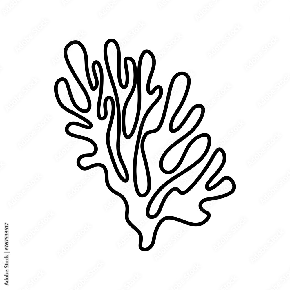 Obraz premium Outline Algae Plant Abstract Vector Element