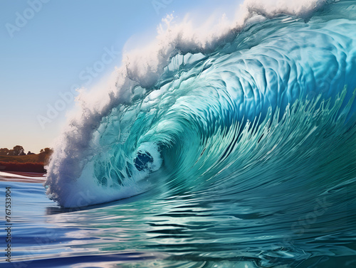 beautiful ocean shore wave closeup. surfing on a sea mirror wave