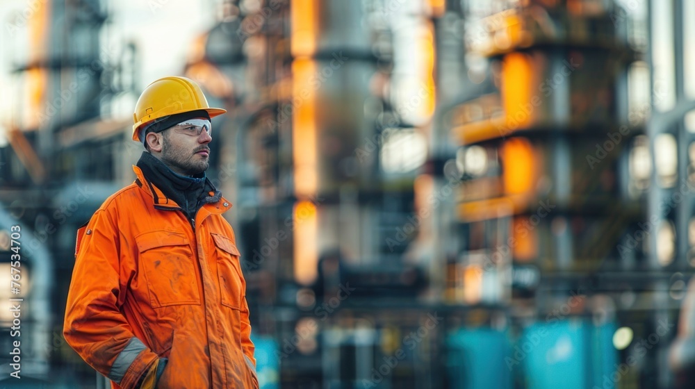 Male engineer working in an industrial factory Male engineer working in an industrial factory