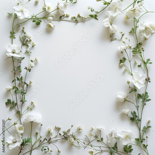 3d illustration visualized flora frame on white background for art, design and decor © atthameeni