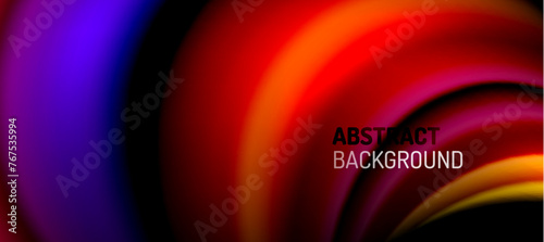 Rainbow color wave lines on black. Techno or business abstract background for posters, covers, banners, brochures, websites