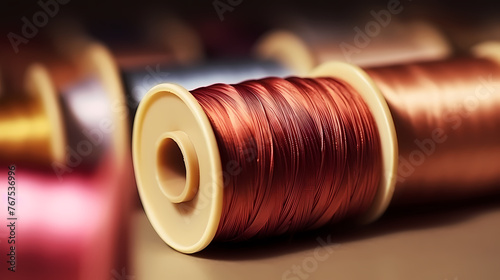 Colorful thread and spools photo