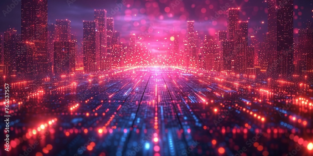 Illuminated Futuristic Cityscape