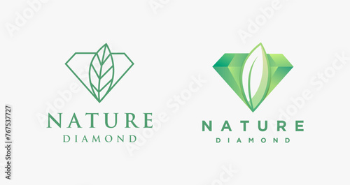 Modern geometric nature diamond logo icon, simple diamond leaf logo icon vector template on white background