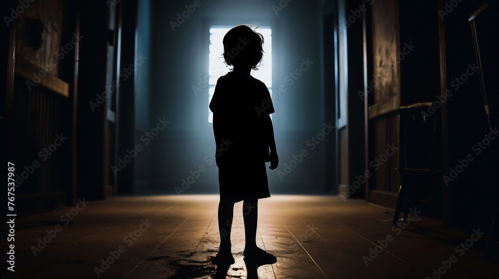 Boy's Silhouette Against Hallway Light Boy's Silhouette Against Hallway Light