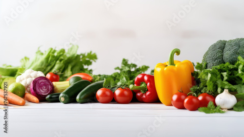 top view fresh vegetable on white background