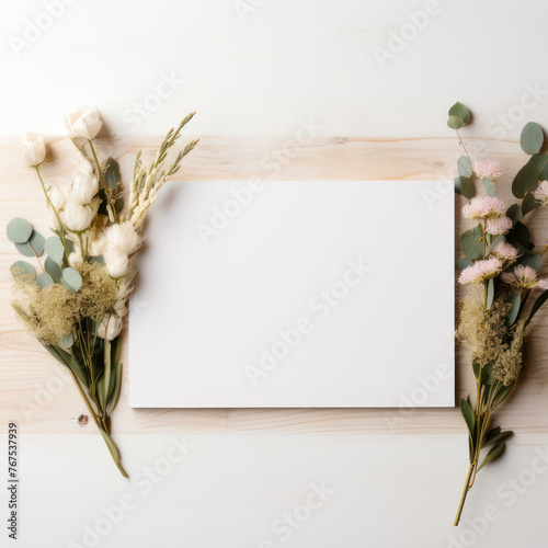  wedding signage mockup with no text for Etsy with flowers in background, bright, minimal