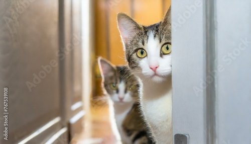 可愛い猫ちゃんの好奇心 - 窓際で見つめる探索心 photo