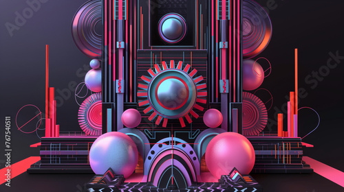 abstract art deco 3d illustration visualized future innovation in futuristic style.