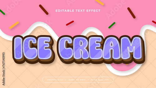 Purple violet pink and beige ice cream 3d editable text effect - font style