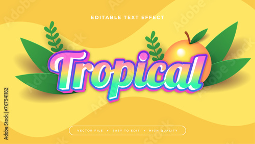 Green orange and purple violet tropical 3d editable text effect - font style