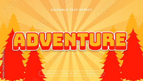 Red orange and white adventure 3d editable text effect - font style