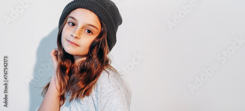 Kid fashion child beauty cute hipster little girl