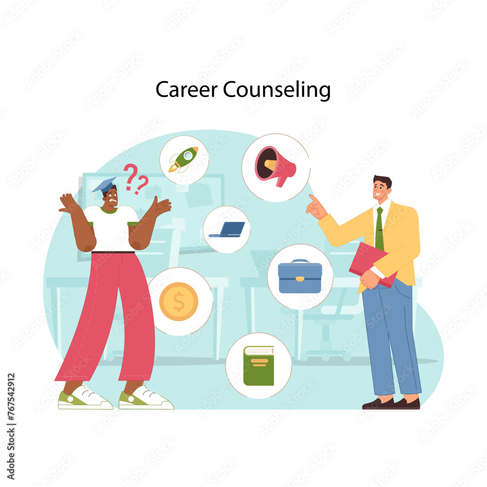 Guidance for future careers. Flat vector illustration