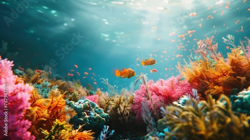 Coral reef underwater scene rich colors