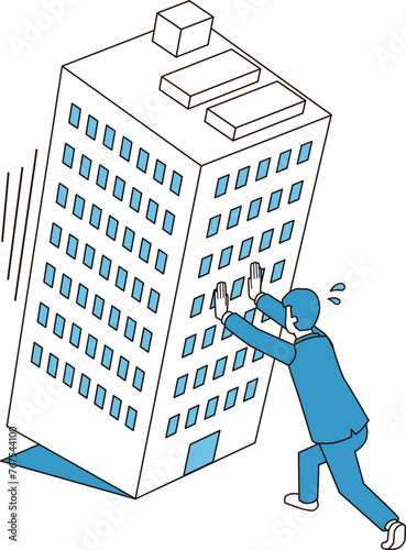 倒れそうな会社を支える男性会社員