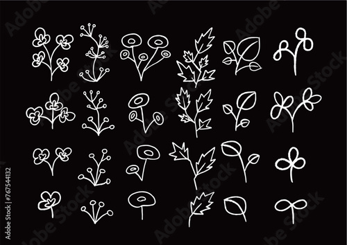 手書き風かわいい植物のゆるいイラスト
