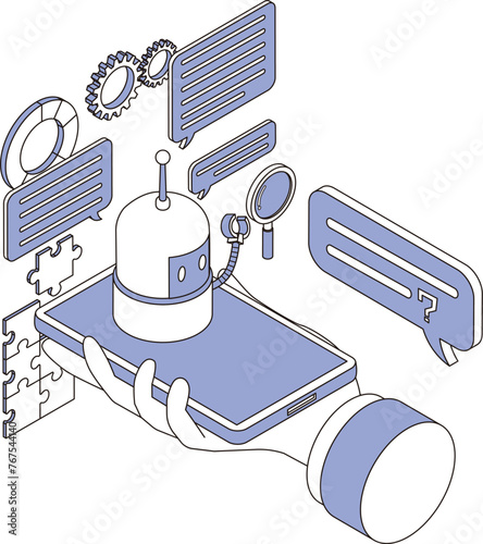AI人工知能と会話するイメージイラスト