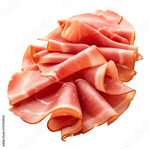 pork ham slices isolated on transparent background With clipping path. cut out. 3d render