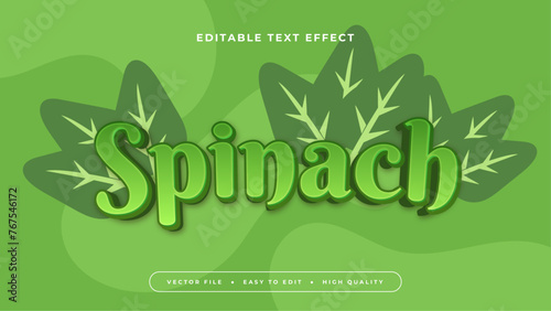Green spinach 3d editable text effect - font style