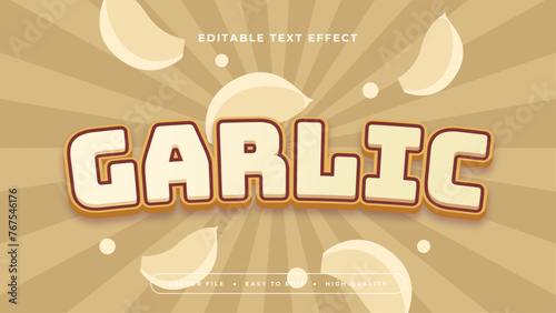 Beige brown and white garlic 3d editable text effect - font style