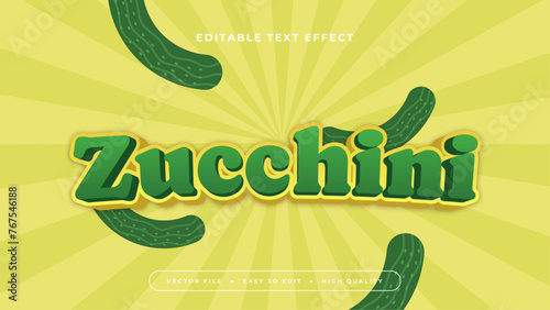 Green and yellow zucchini 3d editable text effect - font style