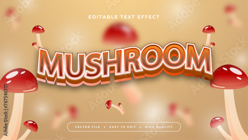 Beige white and red mushroom 3d editable text effect - font style