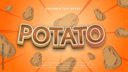 Orange brown and white potato 3d editable text effect - font style