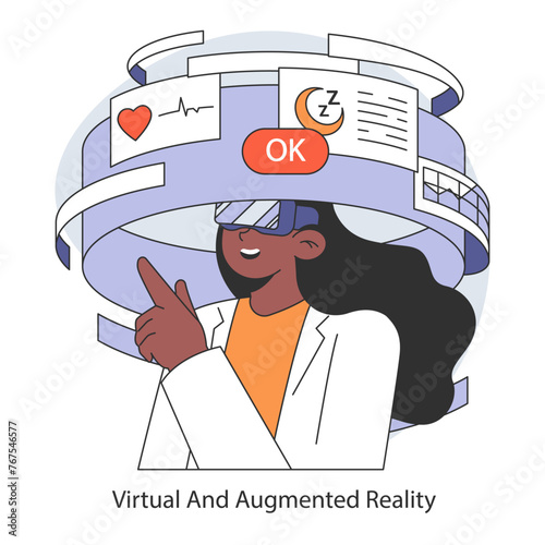 Augmented reality in medicine concept. Flat vector illustration.