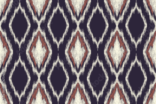 Geometric ethnic ikat seamless pattern traditional design for background, carpet, wallpaper, clothing, wrapping, fabric, vector illustration, embroidery style