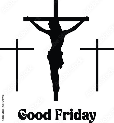 christian cross silhouette design good friday greeting card,illustration EPS10.