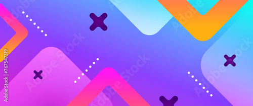 Colorful minimal geometric shape abstract gradient banner. For business banner, formal backdrop, prestigious voucher, luxe invite, wallpaper and background
