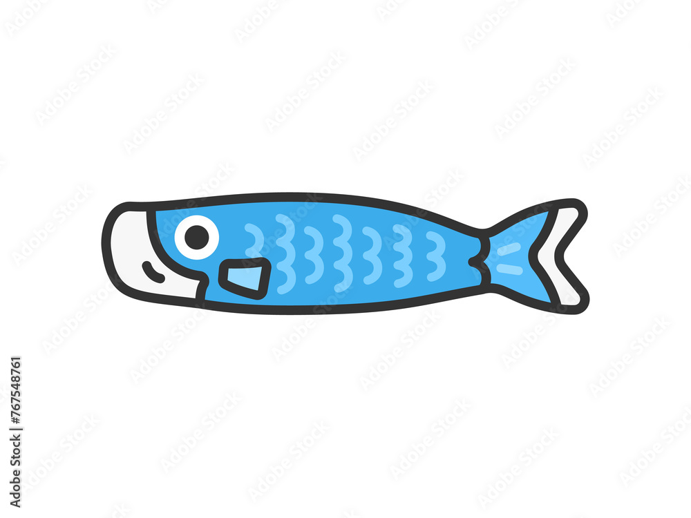 鯉のぼりの子鯉(線画カラー)のイラスト 鯉のぼりの子鯉(線画カラー)のイラスト