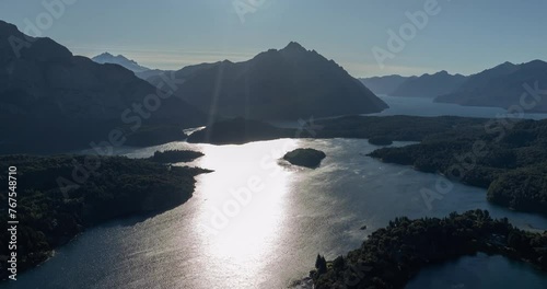 Andean Nahuel Huapi Lake During Sunrise In The Region Of Northern Patagonia In Bariloche, Argentina. Timelapse photo