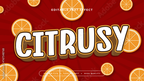 Red orange and white citrusy 3d editable text effect - font style