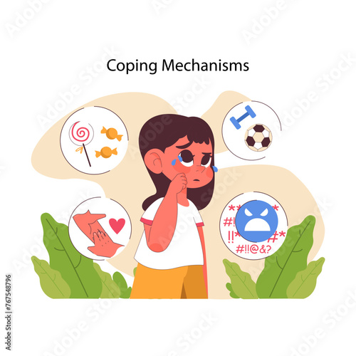 Coping mechanisms concept. Flat vector illustration.