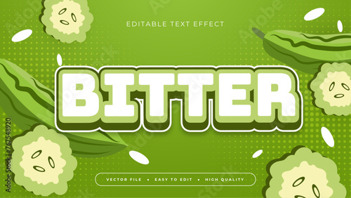 Green and white bitter 3d editable text effect - font style