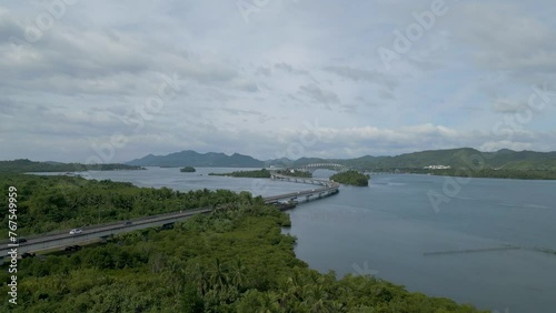 The San Juanico Bridge connects the islands of Leyte and Samar, Philippines photo