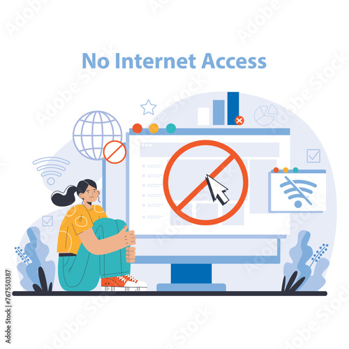 Internet addiction concept. Flat vector illustration.