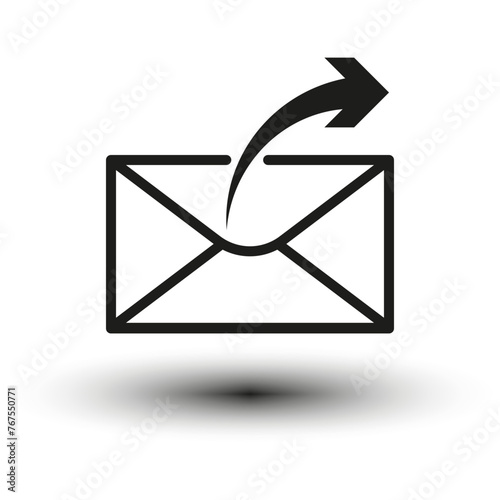 Email envelope return icon. Outbound message symbol. Sent email indication. Communication outline graphic. Vector illustration. EPS 10.