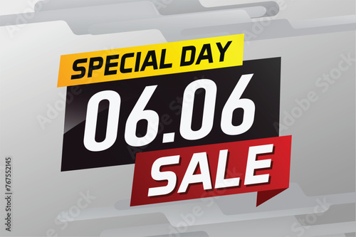 6.6 Special day sale word concept vector illustration with ribbon and 3d style for use landing page, template, ui, web, mobile app, poster, banner, flyer, background, gift card, coupon

